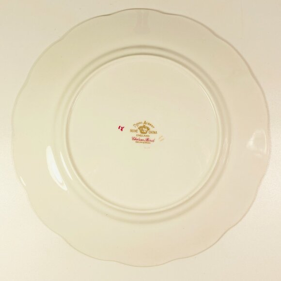 Set of 2 Royal Albert maroon Chelsea Bird 8" side plates - Picture 4 of 4